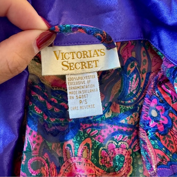 Victoria's Secret Gold Label Kimono Style Robe with Purple Trim Small - Picture 5 of 6